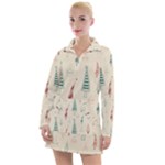 Trees Christmas Holiday Pattern Women s Long Sleeve Casual Dress