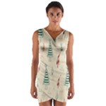 Trees Christmas Holiday Pattern Wrap Front Bodycon Dress