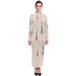 Trees Christmas Holiday Pattern Turtleneck Maxi Dress