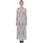 Trees Christmas Holiday Pattern High Waist Short Sleeve Maxi Dress