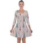 Trees Christmas Holiday Pattern Quarter Sleeve Skater Dress