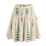 Trees Christmas Holiday Pattern High Waist Skirt