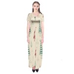 Trees Christmas Holiday Pattern Short Sleeve Maxi Dress