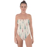 Trees Christmas Holiday Pattern Tie Back One Piece Swimsuit