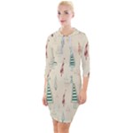 Trees Christmas Holiday Pattern Quarter Sleeve Hood Bodycon Dress