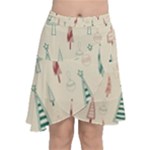 Trees Christmas Holiday Pattern Chiffon Wrap Front Skirt