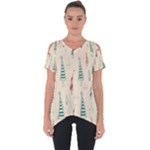 Trees Christmas Holiday Pattern Cut Out Side Drop T-Shirt