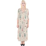 Trees Christmas Holiday Pattern Quarter Sleeve Wrap Maxi Dress