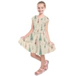 Trees Christmas Holiday Pattern Kids  Short Sleeve Dress