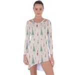 Trees Christmas Holiday Pattern Asymmetric Cut-Out Shift Dress