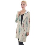 Trees Christmas Holiday Pattern Hooded Pocket Cardigan