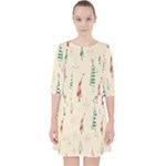 Trees Christmas Holiday Pattern Quarter Sleeve Pocket Dress