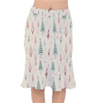 Trees Christmas Holiday Pattern Short Mermaid Skirt