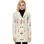 Trees Christmas Holiday Pattern Button Up Hooded Coat 