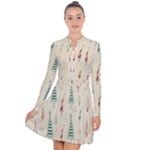 Trees Christmas Holiday Pattern Long Sleeve Panel Dress