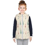 Trees Christmas Holiday Pattern Kids  Hooded Puffer Vest