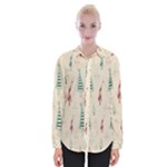 Trees Christmas Holiday Pattern Womens Long Sleeve Shirt