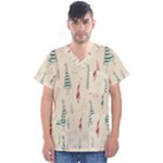 Trees Christmas Holiday Pattern Men s V-Neck Scrub Top