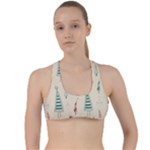 Trees Christmas Holiday Pattern Criss Cross Racerback Sports Bra