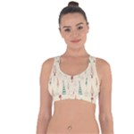 Trees Christmas Holiday Pattern Cross String Back Sports Bra