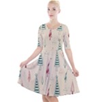 Trees Christmas Holiday Pattern Quarter Sleeve A-Line Dress