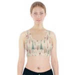 Trees Christmas Holiday Pattern Sports Bra With Pocket