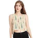 Trees Christmas Holiday Pattern V-Neck Cropped Tank Top