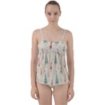 Trees Christmas Holiday Pattern Twist Front Tankini Set