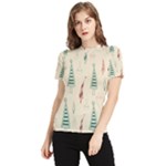 Trees Christmas Holiday Pattern Women s Short Sleeve Rash Guard