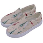 Trees Christmas Holiday Pattern Kids  Canvas Slip Ons