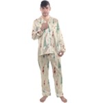 Trees Christmas Holiday Pattern Men s Long Sleeve Satin Pajamas Set