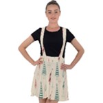 Trees Christmas Holiday Pattern Velvet Suspender Skater Skirt