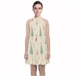 Trees Christmas Holiday Pattern Velvet Halter Neckline Dress 