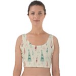 Trees Christmas Holiday Pattern Velvet Crop Top