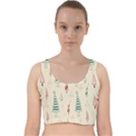 Trees Christmas Holiday Pattern Velvet Racer Back Crop Top