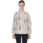 Trees Christmas Holiday Pattern Women s High Neck Windbreaker