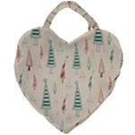 Trees Christmas Holiday Pattern Giant Heart Shaped Tote