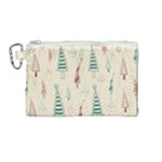 Trees Christmas Holiday Pattern Canvas Cosmetic Bag (Medium)