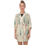 Trees Christmas Holiday Pattern Half Sleeve Chiffon Kimono