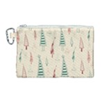 Trees Christmas Holiday Pattern Canvas Cosmetic Bag (Large)