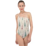 Trees Christmas Holiday Pattern Classic One Shoulder Swimsuit