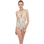 Trees Christmas Holiday Pattern Halter Front Plunge Swimsuit