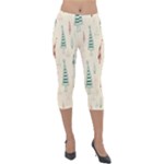 Trees Christmas Holiday Pattern Lightweight Velour Capri Leggings 