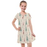 Trees Christmas Holiday Pattern Kids  Cross Web Dress