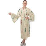 Trees Christmas Holiday Pattern Maxi Velvet Kimono