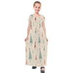 Trees Christmas Holiday Pattern Kids  Short Sleeve Maxi Dress