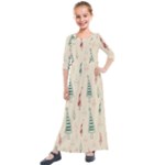 Trees Christmas Holiday Pattern Kids  Quarter Sleeve Maxi Dress