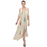 Trees Christmas Holiday Pattern Maxi Chiffon Cover Up Dress