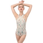 Trees Christmas Holiday Pattern Cross Front Low Back Swimsuit