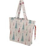 Trees Christmas Holiday Pattern Drawstring Tote Bag